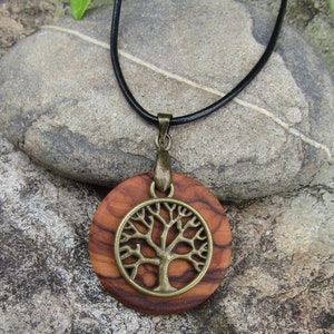Necklace olive wood Tree of Life leather black wooden jewelry alentejoazul amulet talisman olive tree pendant portugal boho hippy image 4