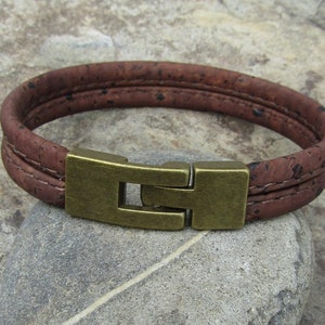 Bracelet liège brun foncé bronze végétalien vegan liège bijoux bois homme bracelet alentejoazul naturel marié portugal hippy image 2