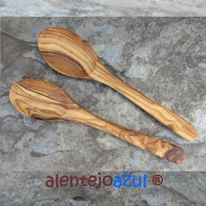2 spoons olive wood  tablespoon soup child  spoon alentejoazul organic portugal larp small spoon wooden cutlery  woodwork olive tree gourmet
