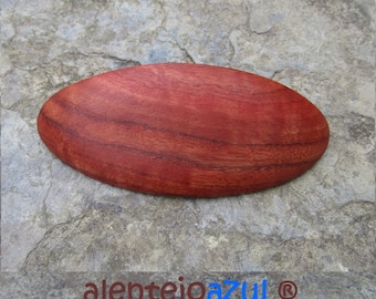 Barrette red eucalyptus wood hair clip hair slide wooden alentejoazul oval vegan handmade portugal french barrette portugal