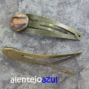 Lot 2 hair snap clips olive wood wooden hairpin hair slide wooden jewelry alentejoazul vegan handmade portugal barrette olive tree bobby pin image 5