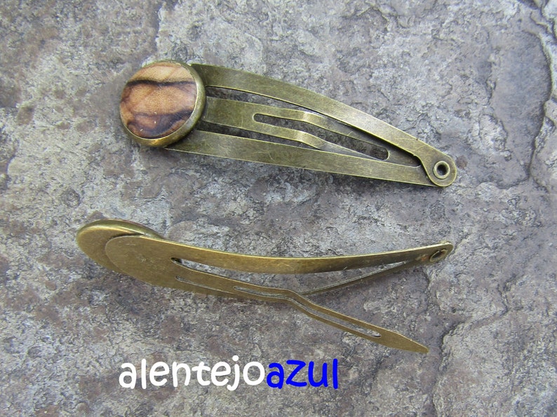 Lot 2 hair snap clips olive wood wooden hairpin hair slide wooden jewelry alentejoazul vegan handmade portugal barrette olive tree bobby pin image 5