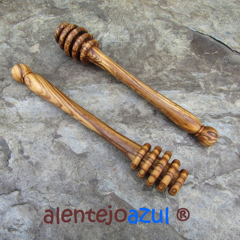 1 Honey dipper olive wood honey spoon twister wooden handmade kitchen utensil wood olive tree turned alentejoazul portugal gift beekeeper image 2