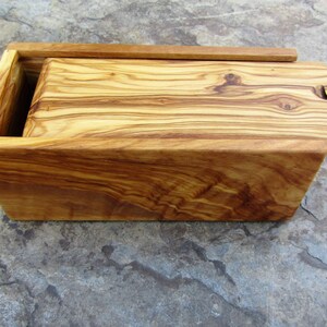 stash box olive wood case rectangular sliding lid wooden box alentejoazul office desk , present men,wooden crate natural image 8