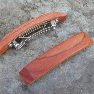 Set 2 mini barrettes red eucalyptus wood rectangular hairpin clip hair slide wooden alentejoazul vegan handmade portugal french barrette image 2