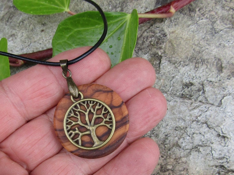 Necklace olive wood Tree of Life leather black wooden jewelry alentejoazul amulet talisman olive tree pendant portugal boho hippy image 6