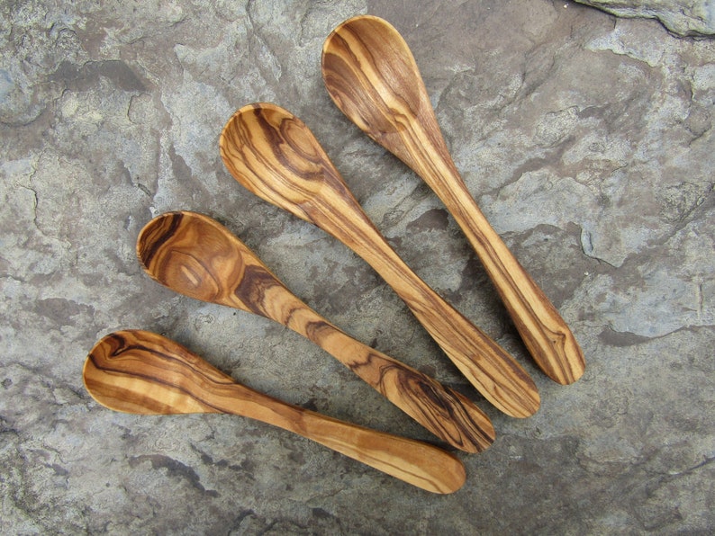 4 spoons olive wood baby child tea spoon coffee alentejoazul organic portugal larp small spoon wooden woodwork olive tree gourmet