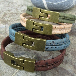 Bracelet liège brun foncé bronze végétalien vegan liège bijoux bois homme bracelet alentejoazul naturel marié portugal hippy image 1