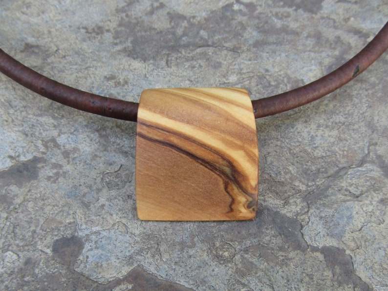 Necklace olive wood cork cord magnetic dark brown pendant stainless steel wooden cork jewelry vegan alentejoazul necklace men gift father image 8