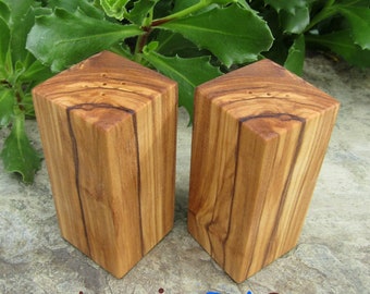 Salt and Pepper Shakers olive wood spice stirrer wooden menage cruet stand condiment set alentejoazul olive tree portugal gourmet cooking