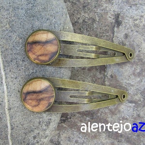 Lot 2 hair snap clips olive wood wooden hairpin hair slide wooden jewelry alentejoazul vegan handmade portugal barrette olive tree bobby pin image 10