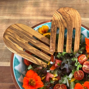 Salad servers olive wood Hands claws Fork spoon wooden serving cutlery alentejoazul gourmet cooking kitchen utensil chef gift portugal cook image 9