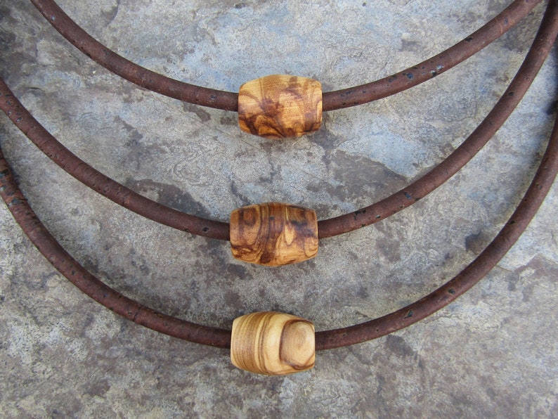Necklace olive wood cork cord magnetic dark brown tube pendant stainless steel wooden cork jewelry vegan alentejoazul necklace men man image 6