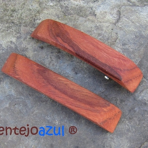 Set 2 mini barrettes red eucalyptus wood rectangular hairpin clip hair slide wooden alentejoazul vegan handmade portugal french barrette image 1