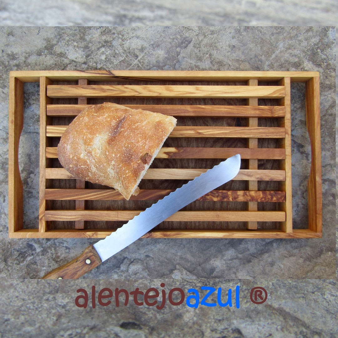 Bread Cutting Board Olive Wood Crumb Crate Wooden Board Large Size