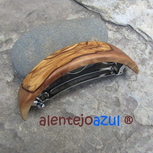 Barrette extra large olive wood ponytail hairpin hair clipper hair slide braid wooden alentejoazul vegan handmade portugal french barrette image 2