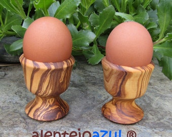Set van eierdopjes olijfhout houten  eierdop ei stand alentejoazul olijfboom portugal gourmet keuken cadeautje Inwijdingsfeest