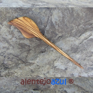 Haarspeld blad olijfhout haar stok hout sjaal naald vogel olijf olijfboom alentejoazul haar frang sieraden bladeren veganistisch natuurlijk
