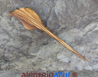 Horquilla hoja madera de olivo palillo del pelo madera bufanda aguja hoja oliva alentejoazul adornos para el pelo hojas vegano natural
