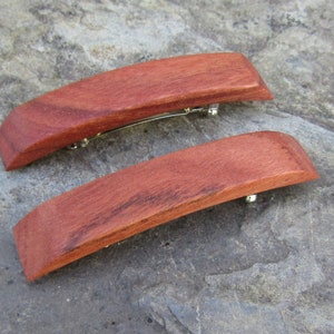 Set 2 mini barrettes red eucalyptus wood rectangular hairpin clip hair slide wooden alentejoazul vegan handmade portugal french barrette image 4