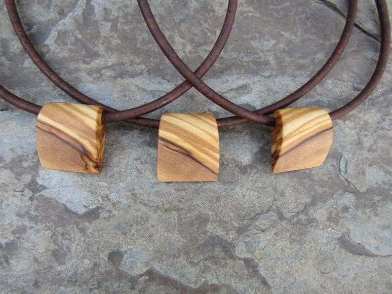 Necklace olive wood cork cord magnetic dark brown pendant stainless steel wooden cork jewelry vegan alentejoazul necklace men gift father image 9