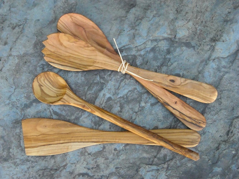 Ensemble Couverts salade Cuillère Spatule bois d'olivier Fourchette cuillère servir bois alentejoazul ustensile cuisine chef cadeau portugal image 4