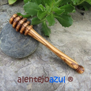 1 Honey dipper olive wood honey spoon twister wooden handmade kitchen utensil wood olive tree turned alentejoazul portugal gift beekeeper image 1