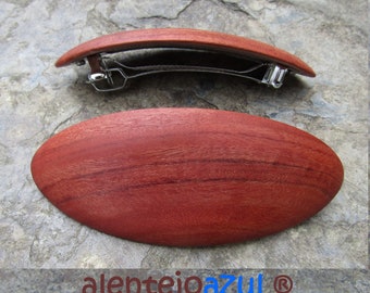 Barrette extra large red eucalyptus wood thick hair clip slide wooden alentejoazul oval vegan handmade portugal french barrette portugal