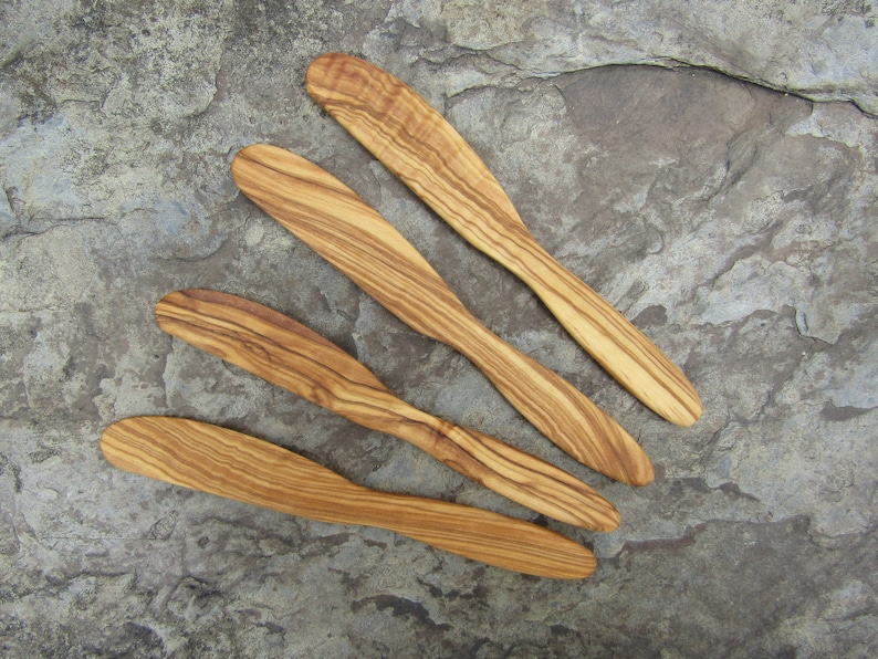 4 Butter Knifes olive wood spreader children's knife alentejoazul wooden knife breakfast kitchen gourmet vegan cutlery olive tree portugal image 4