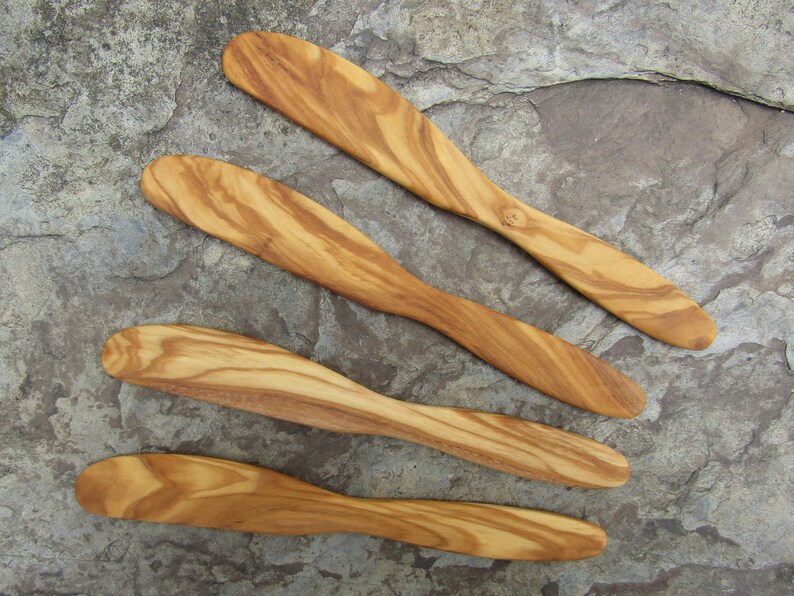 4 Butter Knifes olive wood spreader children's knife alentejoazul wooden knife breakfast kitchen gourmet vegan cutlery olive tree portugal image 3