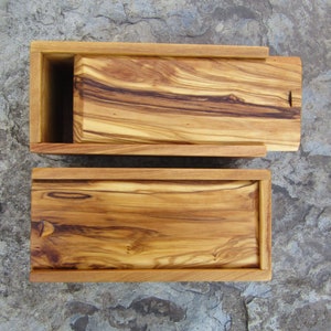 caja madera de olivo rectangular tapa deslizante caja madera alentejoazul escritorio oficina, regalo hombres, portugal boda natural imagen 2