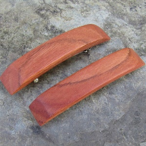 Set 2 mini barrettes red eucalyptus wood rectangular hairpin clip hair slide wooden alentejoazul vegan handmade portugal french barrette image 9