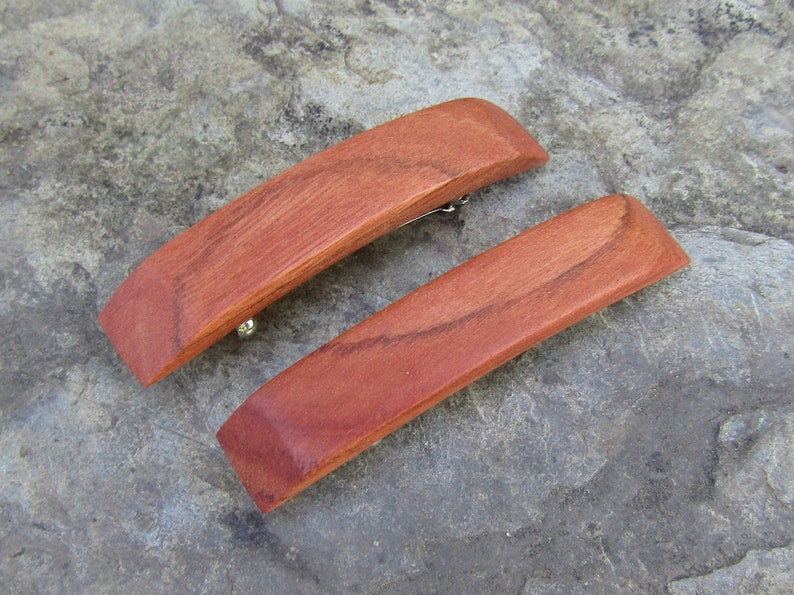 Set 2 mini barrettes red eucalyptus wood rectangular hairpin clip hair slide wooden alentejoazul vegan handmade portugal french barrette image 9