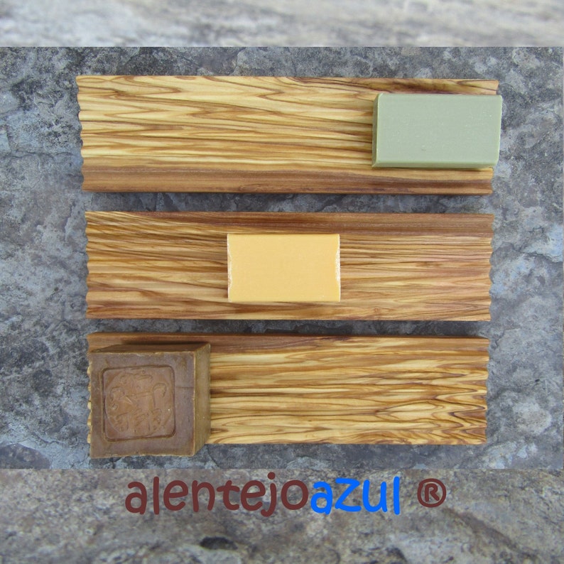 Seifenschale Olivenholz gross XL Seifenablage Holz geriffelt bad natur alentejoazul handgemacht seifen schale ablage badezimmer nachhaltig Bild 1