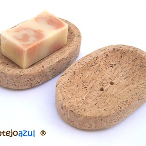 Soap dish Cork Soap tray oval Natural cork bathroom Soap dispenser alentejoazul natural sustainable handmade natural product portugal soap image 2