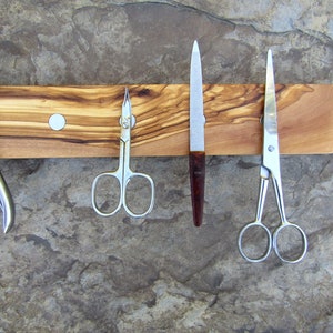 magnetic knife holder olive wood knife rack , key holder , 45 cm knife key organizer wooden kitchen accessory alentejoazul wall support image 3