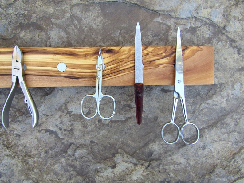 magnetic knife holder olive wood knife rack , key holder , 45 cm knife key organizer wooden kitchen accessory alentejoazul wall support zdjęcie 3