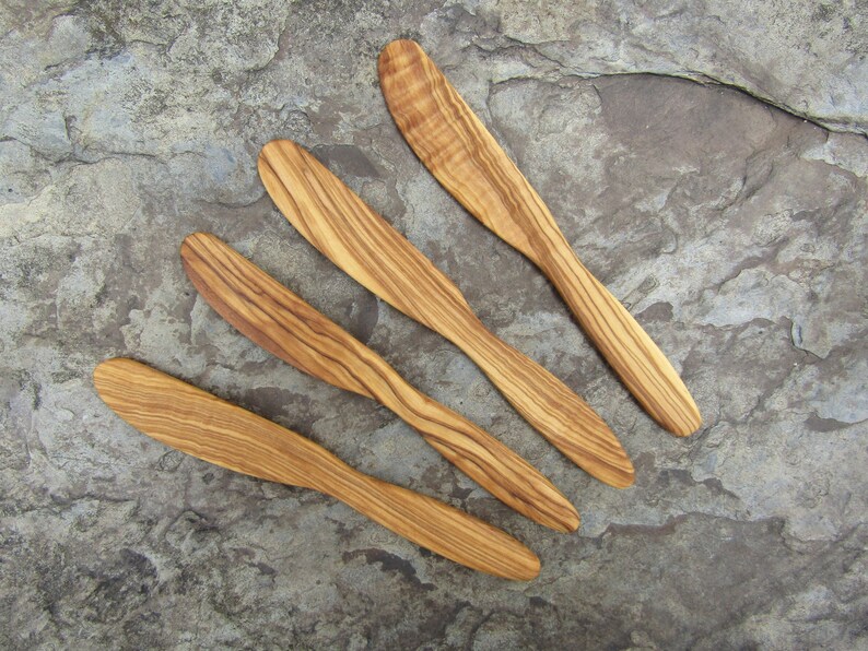 4 Butter Knifes olive wood spreader children's knife alentejoazul wooden knife breakfast kitchen gourmet vegan cutlery olive tree portugal image 5