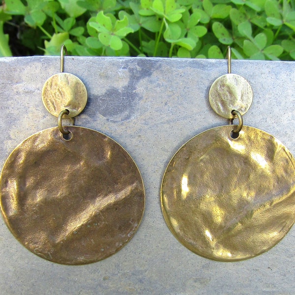 Bronze Disc Earrings Etsy
