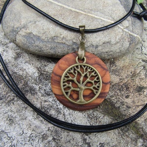 Necklace olive wood Tree of Life leather black wooden jewelry alentejoazul amulet talisman olive tree pendant portugal boho hippy image 2