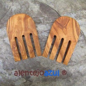 Salad servers olive wood Hands claws Fork spoon wooden serving cutlery alentejoazul gourmet cooking kitchen utensil chef gift portugal cook image 5