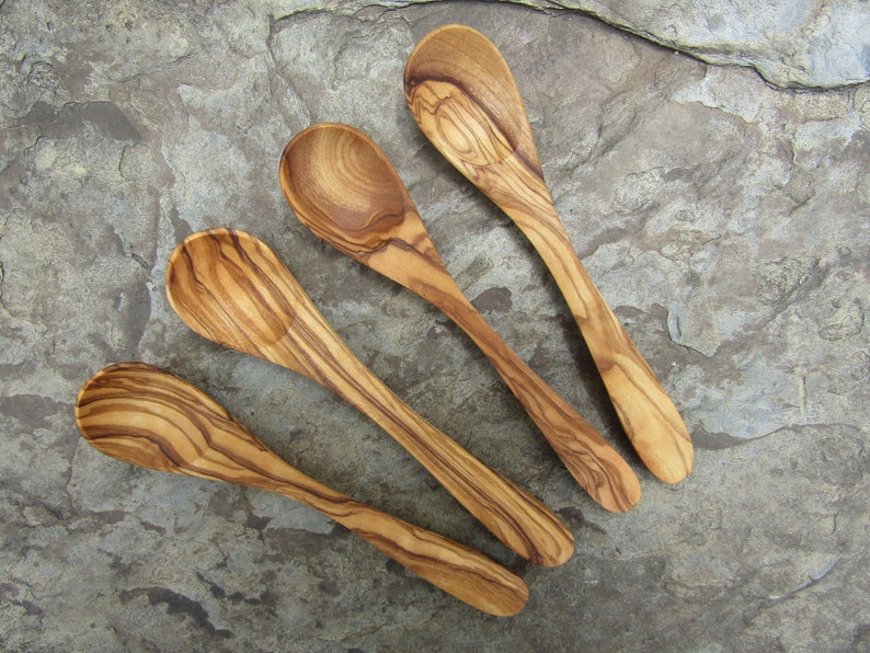 4 spoons olive wood baby child tea spoon coffee alentejoazul organic portugal larp small spoon wooden woodwork olive tree gourmet