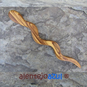Haarnadel Schlange Olivenholz Haarstab Holz Schalpin oliva olivenbaum alentejoazul haarforke schalnadel haarstick haarschmuck portugal cobra imagen 1