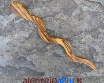 Épingle à cheveux serpent bois d'olivier bâton de cheveux écharpe en bois pin olive olivier alentejoazul fourchette à cheveux écharpe épingle à cheveux bâton accessoires pour cheveux portugal cobra