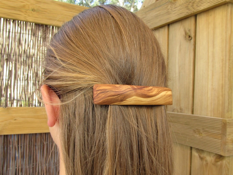 Barrette olive wood extra large thick hair slide clip wooden alentejoazul rectangular vegan handmade portugal french barrette sustainable image 5