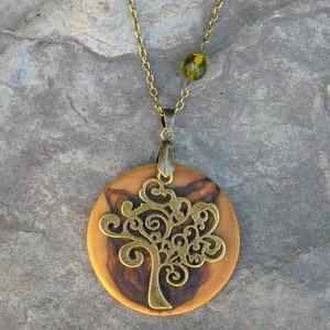 Necklace olive wood Tree of Life green bronze chain wooden jewelry alentejoazul amulet talisman olive tree pendant vegan portugal image 5