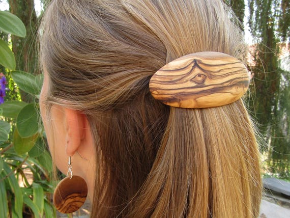 Barrette Olive Wood Hairpin Large Hair Clip Clipper Thick Hair Etsy