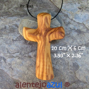 cruz crucifijo de madera de olivo collar de cuero pared madera cruces alentejoazul regalo bautismo comunión confirmación iglesia cristiana imagen 1