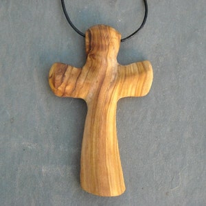 cross olive wood crucifix necklace leather wooden wall crosses alentejoazul gift baptism communion confirmation church christian olive tree image 9