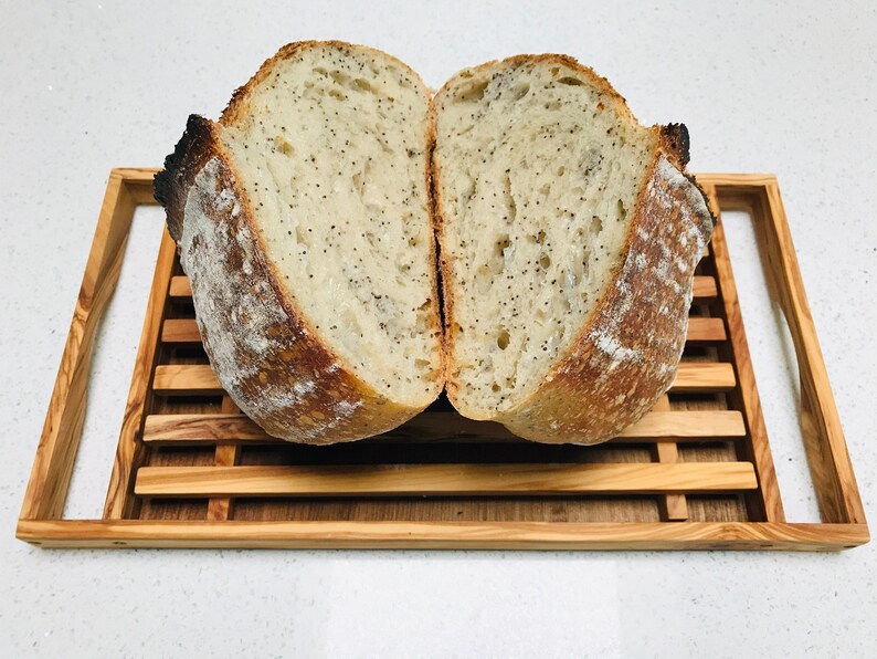 Bread Cutting Board Olive Wood Crumb Crate Wooden Board Large Etsy
